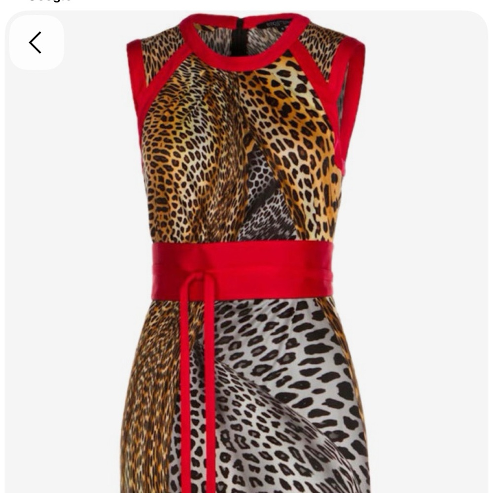 Etcetera Red and Gold Silk Blend Dress